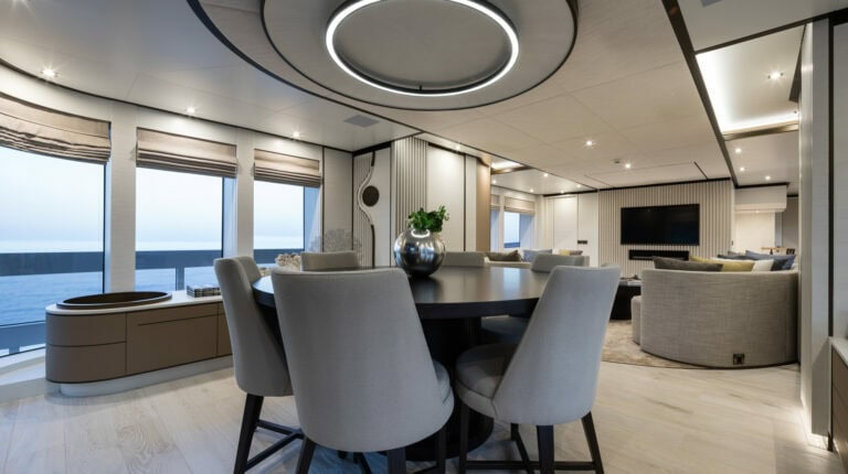 Alia Yachts Virgin Del Mar dinning and lounge area